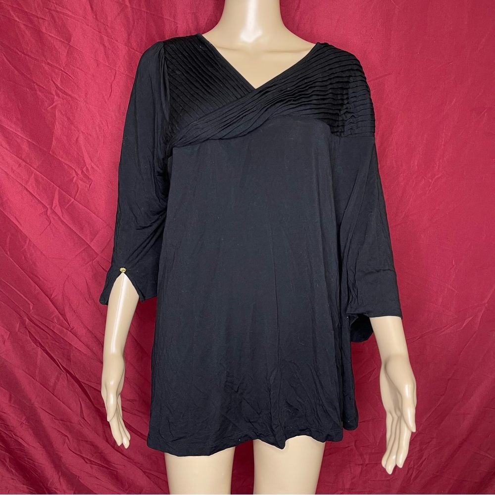 Elisabeth Hasselbeck for Dialogue Pin Tuck Wrap Blouse 3X
